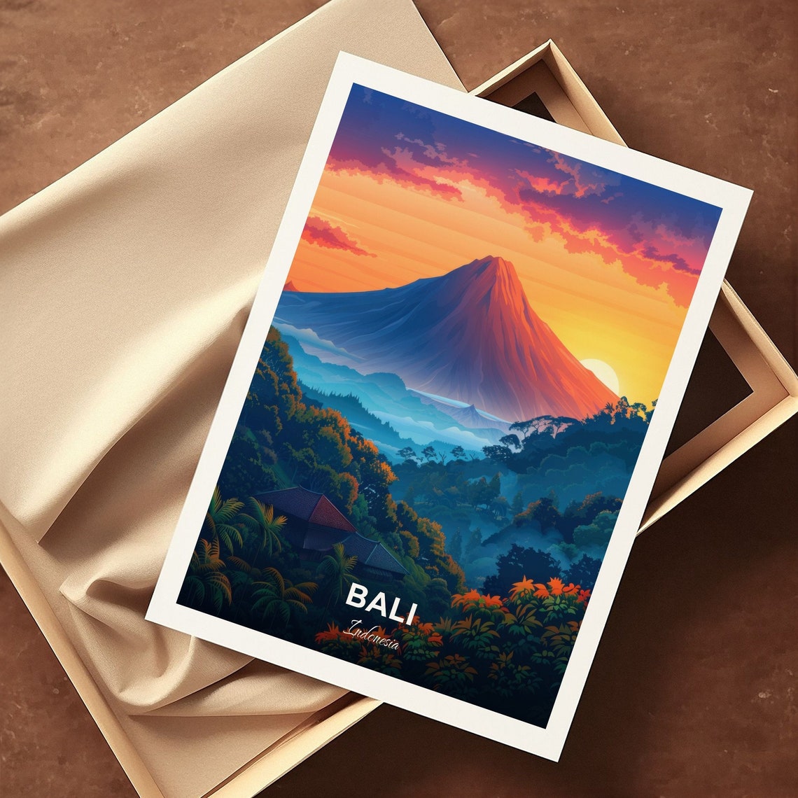 Bali Mount Batur Sunrise Volcano Jungle View Indonesia Poster - Image 3