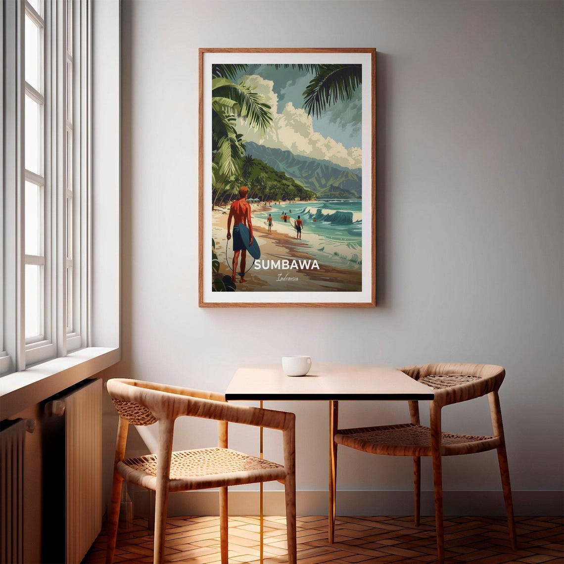 Sumbawa Indonesia Surf Beach Palm Trees Sun Wave Riders Poster - Image 2
