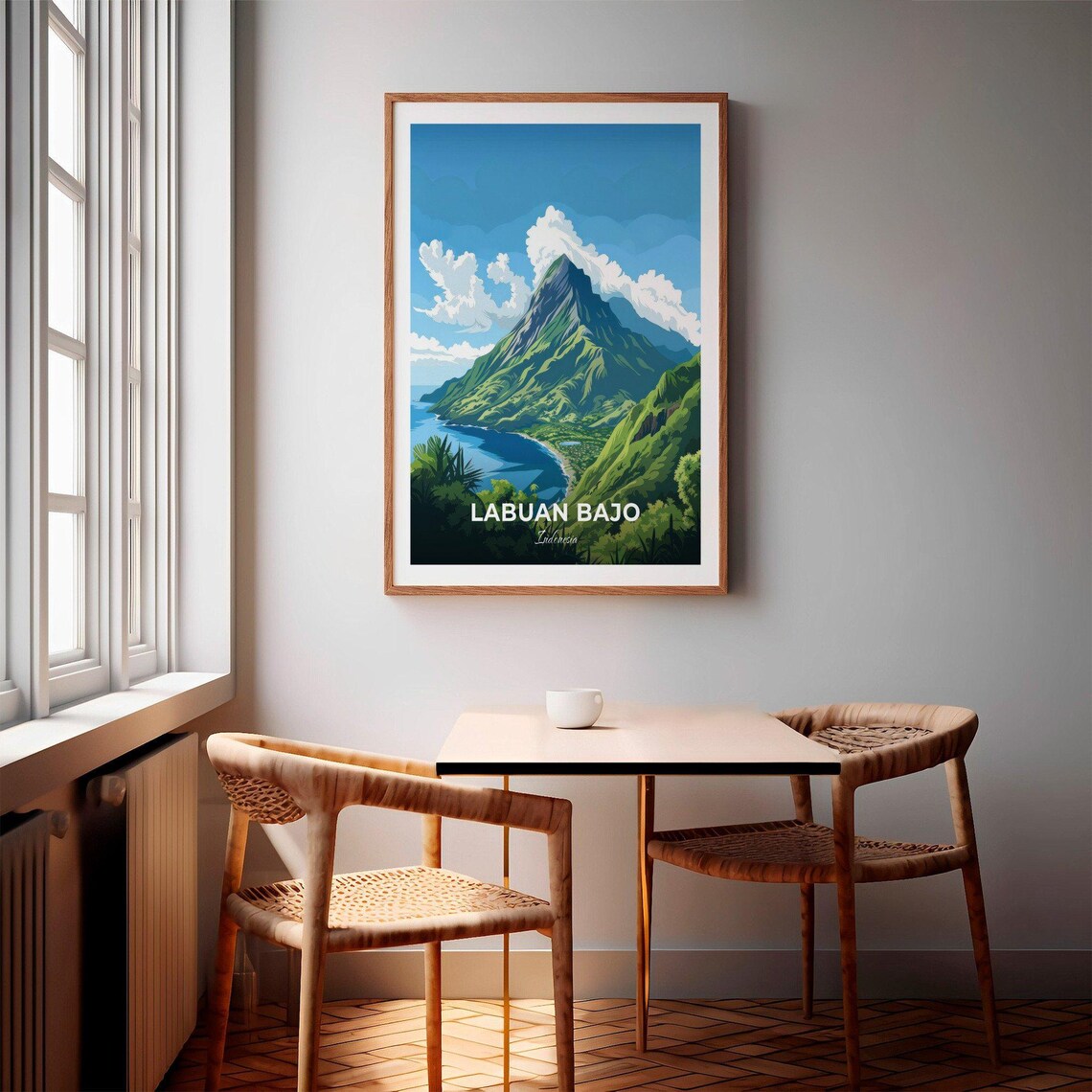 Labuan Bajo Indonesia Green Volcano Peak Bay View Travel Poster - Image 2