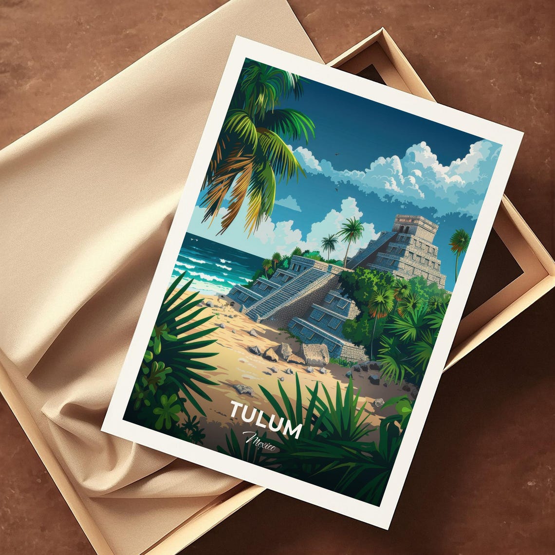 Tulum Mexico El Castillo Mayan Pyramid Beach Ruins Travel Poster - Image 4