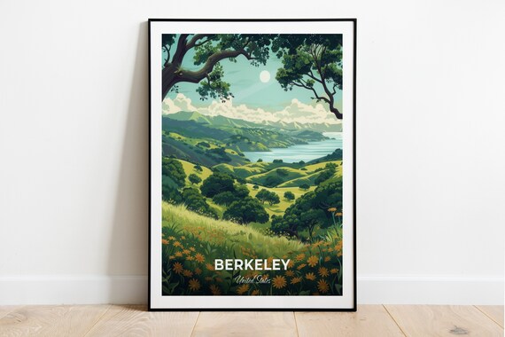 Berkeley California Rolling Green Hills Lake Wildflowers Poster