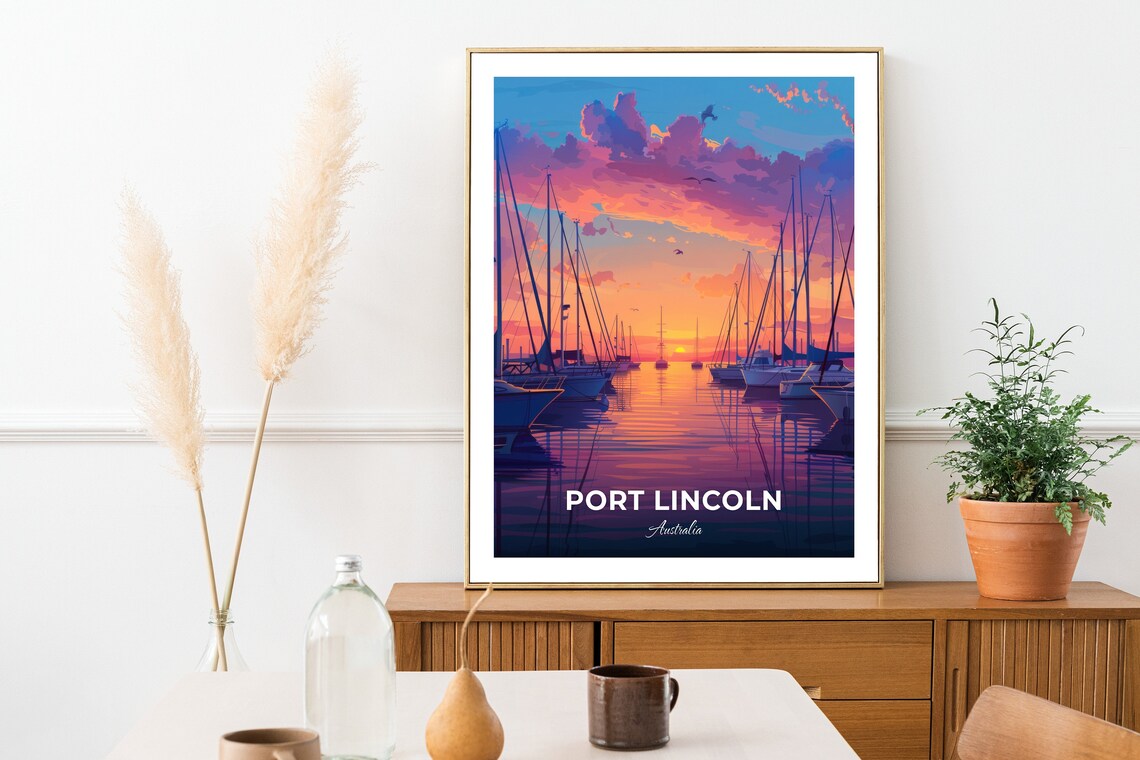 Port Lincoln Travel Poster Port Lincoln Marina City Print Cityscape Artwork Birthday Wedding Gift Wall Art Location Print Home Decor - Image 3