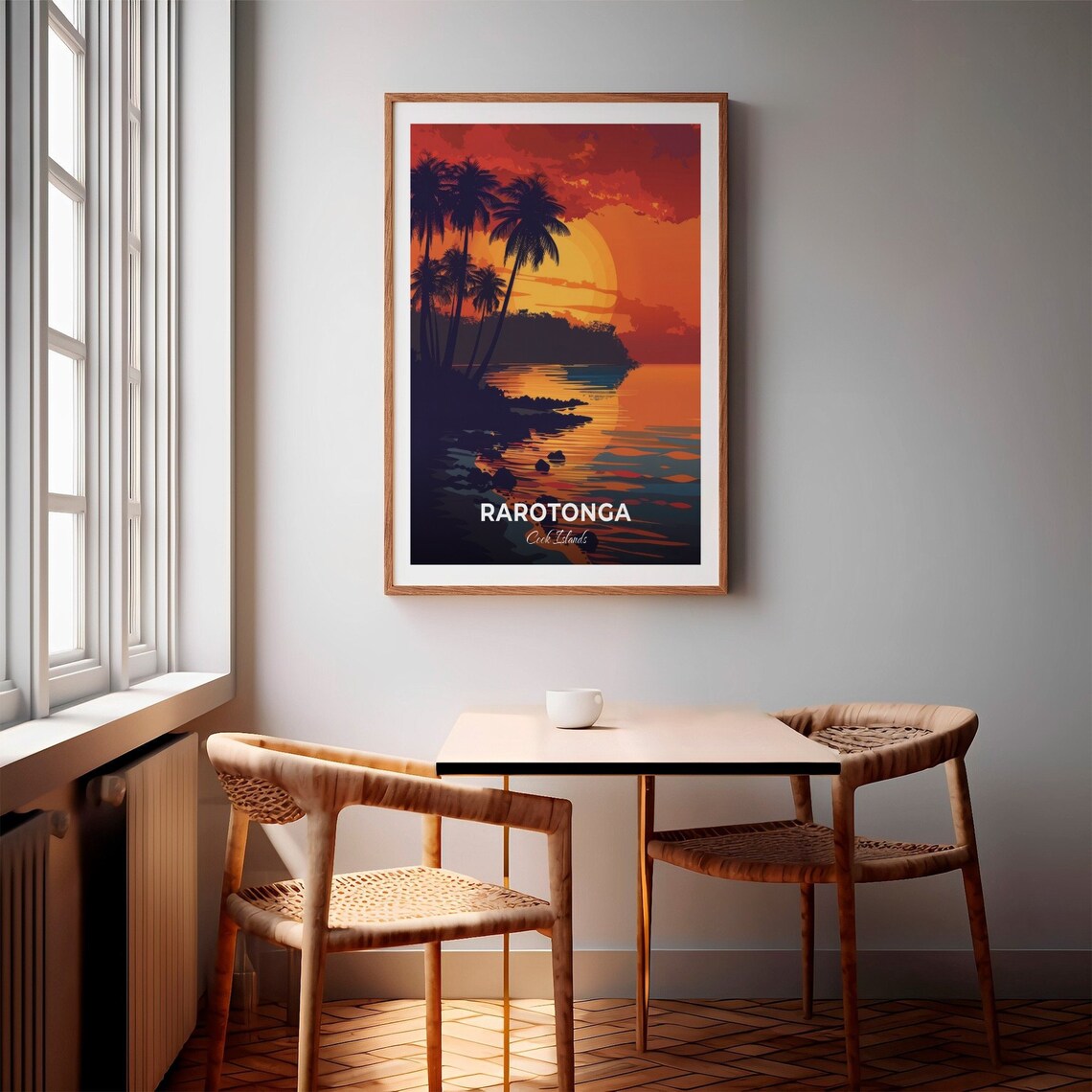 Rarotonga Cook Islands Palm Silhouette Sunset Glow Travel Poster - Image 2
