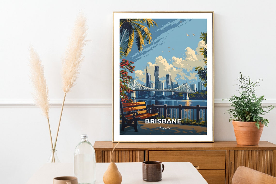 Brisbane Australia Story Bridge Skyline River View Travel Poster - Image 2