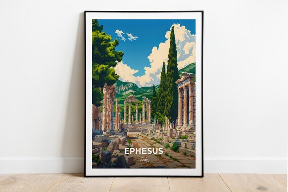 Ephesus Turkey Colonnaded Street Ancient Ruins Travel Poster