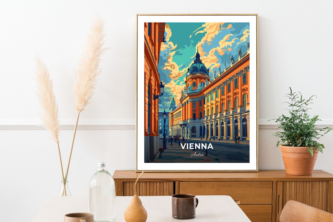 Vienna Austria Hofburg Palace Dome Golden Street Scene Travel Poster - Image 2