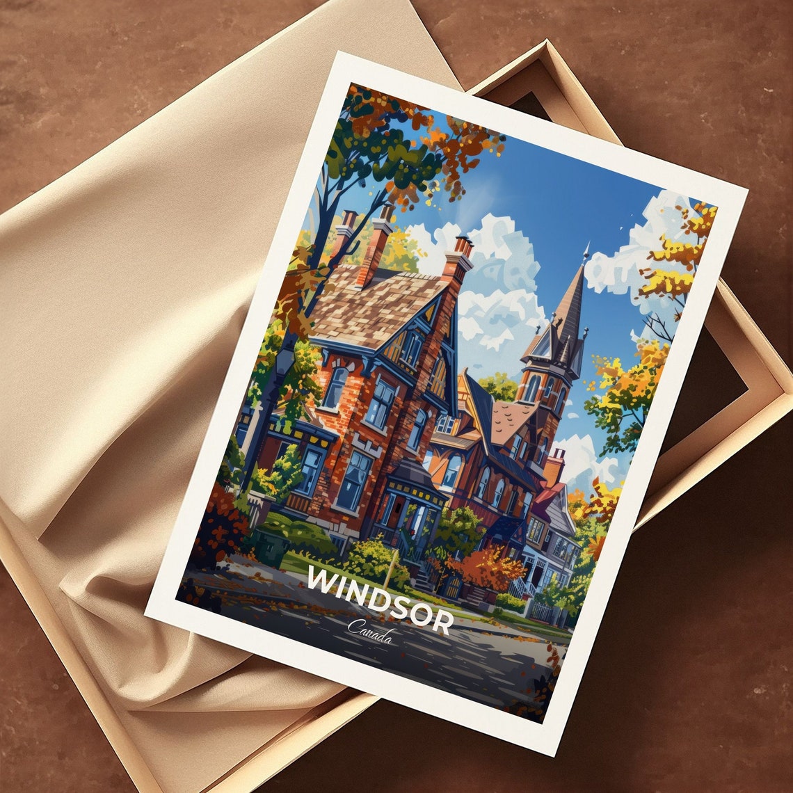 Windsor Canada Historic Victorian Brick Street Heritage Travel Poster - Image 3