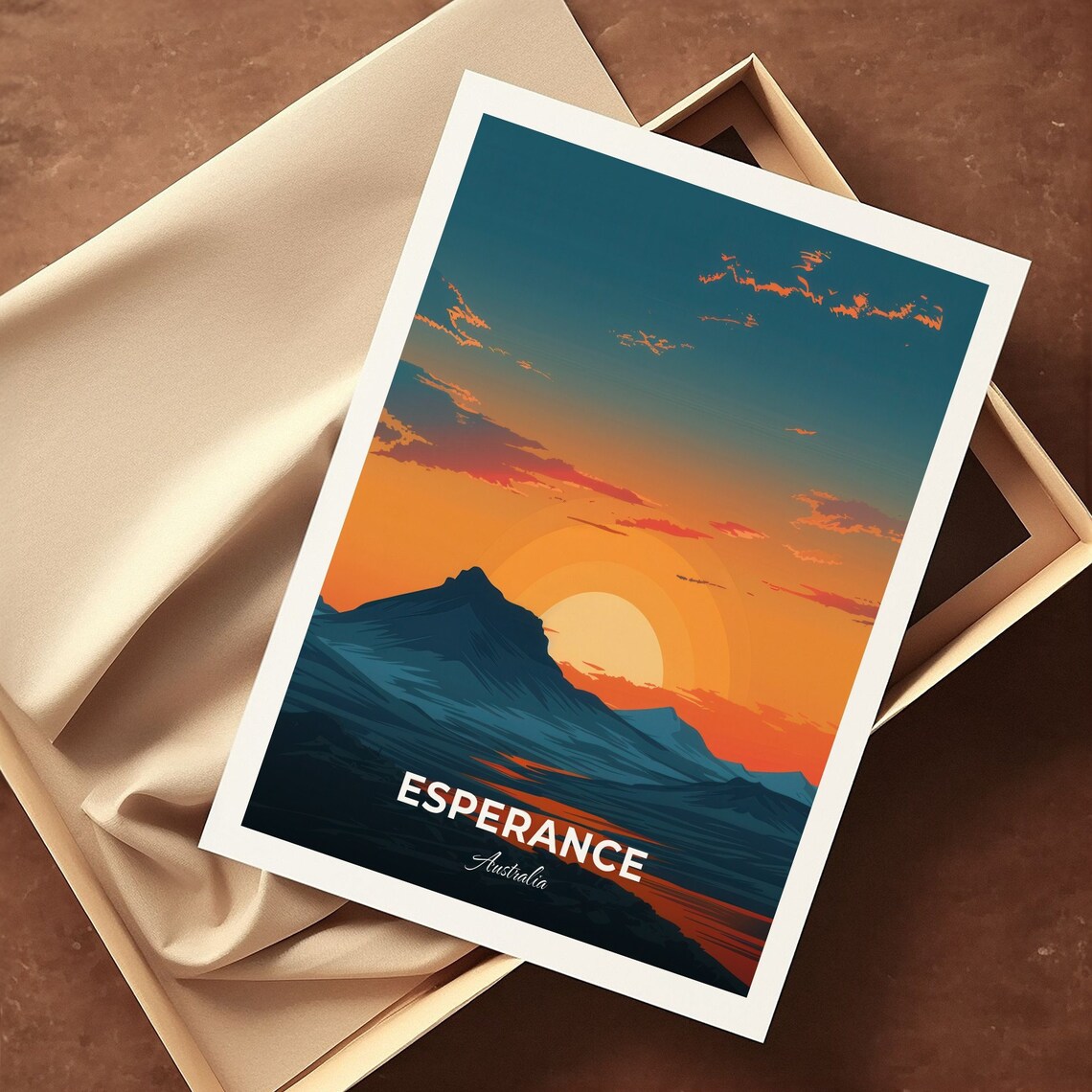 Esperance Australia Frenchman Peak Sunset Mountain Silhouette Travel Poster - Image 3