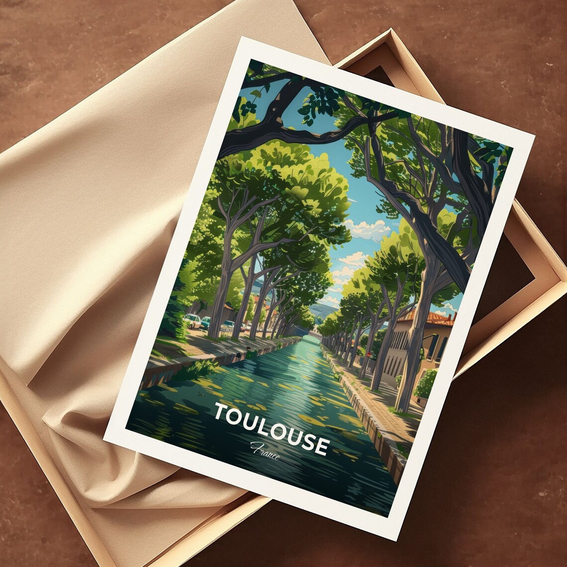Toulouse France Canal Du Midi Tree Lined Canal Travel Poster - Image 3