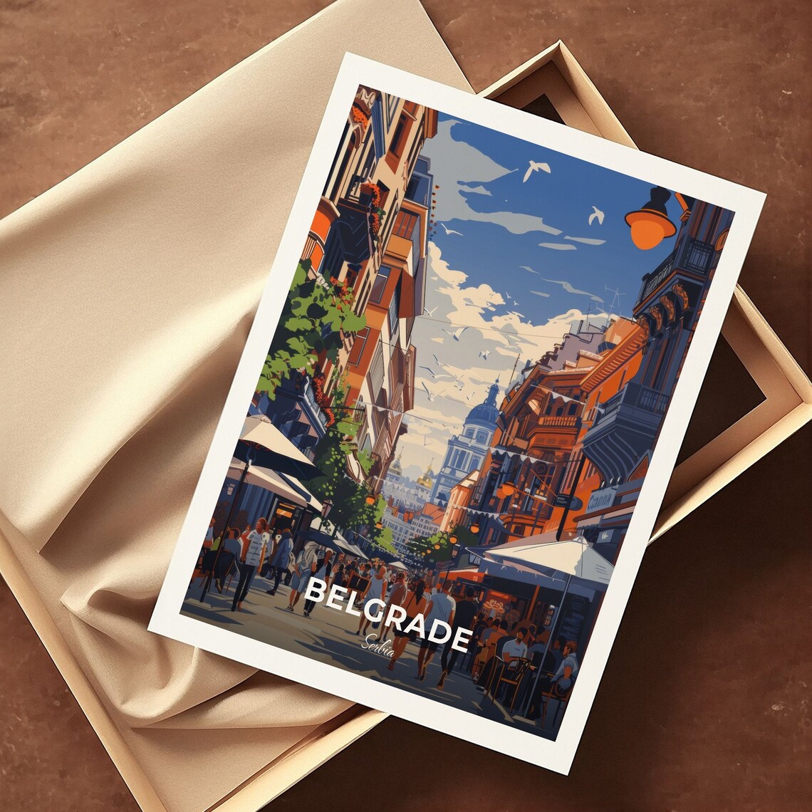 Belgrade Knez Mihailova Street Crowd Cafes Daytime Travel Poster - Image 3