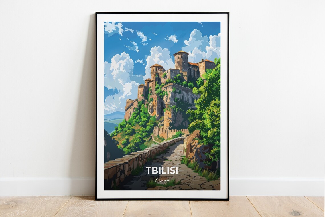 Tbilisi Georgia Narikala Fortress Ancient Citadel Stone Path Travel Poster
