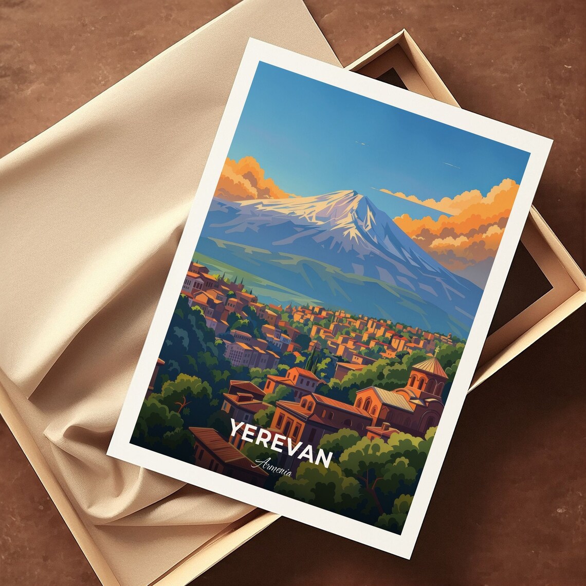 Yerevan Armenia Cascade Complex City View Ararat Mountain Travel Poster - Image 3