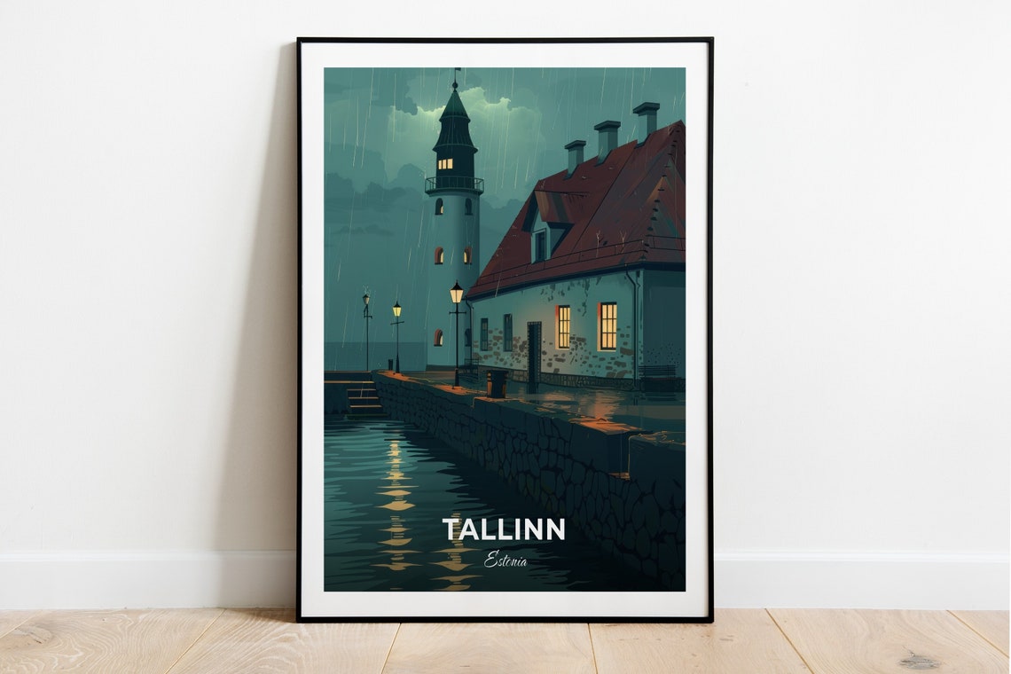 Tallinn Travel Poster Patarei Sea Fortress Prison City Print Cityscape Artwork Birthday Wedding Gift Wall Art Location Print