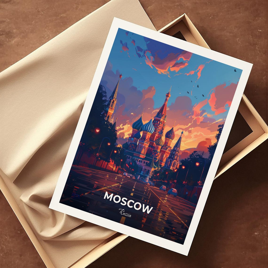 Moscow Russia Saint Basils Cathedral Sunset Onion Domes Poster - Image 4