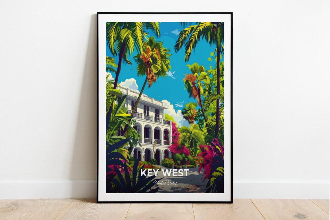 Key West Hemingway Home Museum Tropical Garden Estate Travel Poster