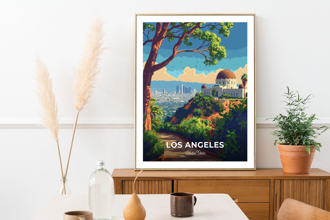 Los Angeles Griffith Observatory Dome Skyline View Travel Poster - Image 2