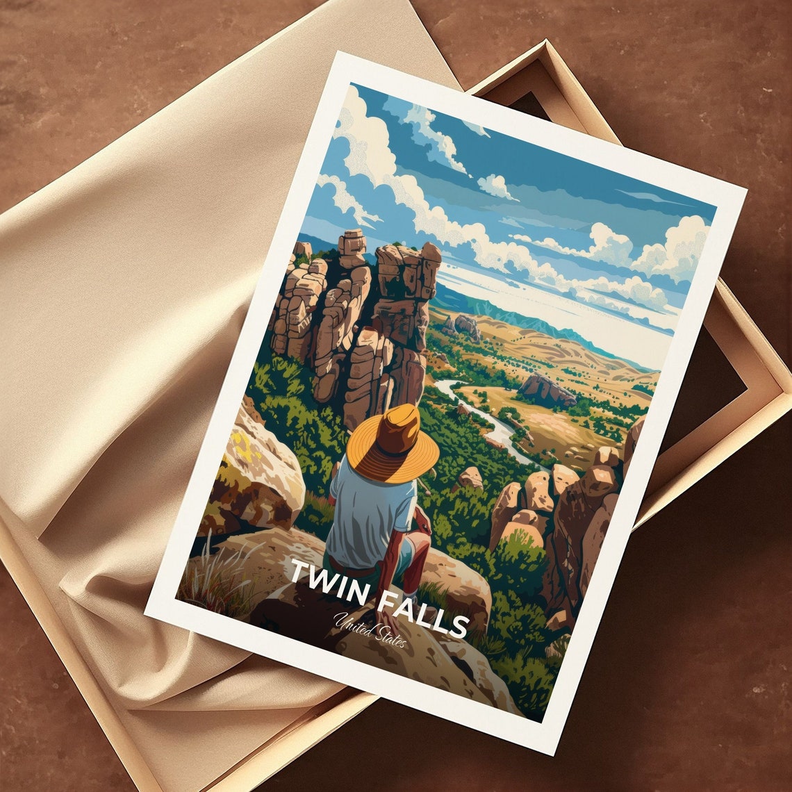 Twin Falls Travel Poster City Of Rocks National Reserve City Print Cityscape Artwork Birthday Wedding Gift Wall Art Location Print - Image 3