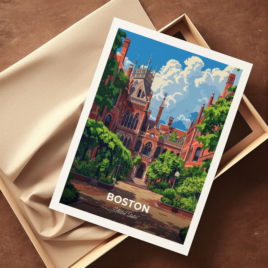 Boston Isabella Stewart Gardner Museum Courtyard Travel Scene Poster - Image 3