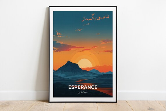 Esperance Australia Frenchman Peak Sunset Mountain Silhouette Travel Poster