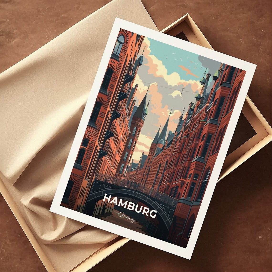 Hamburg Speicherstadt Red Brick Warehouse Canal Travel Poster - Image 3