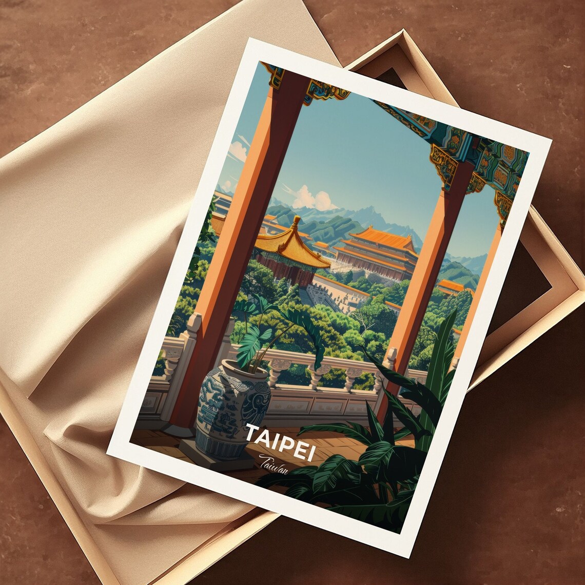 Taipei Golden Roof Palace Pavilion Terrace Overlook Travel Poster - Image 3