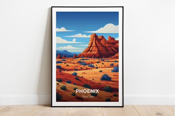 Phoenix Papago Park Red Desert Buttes United States Travel Poster