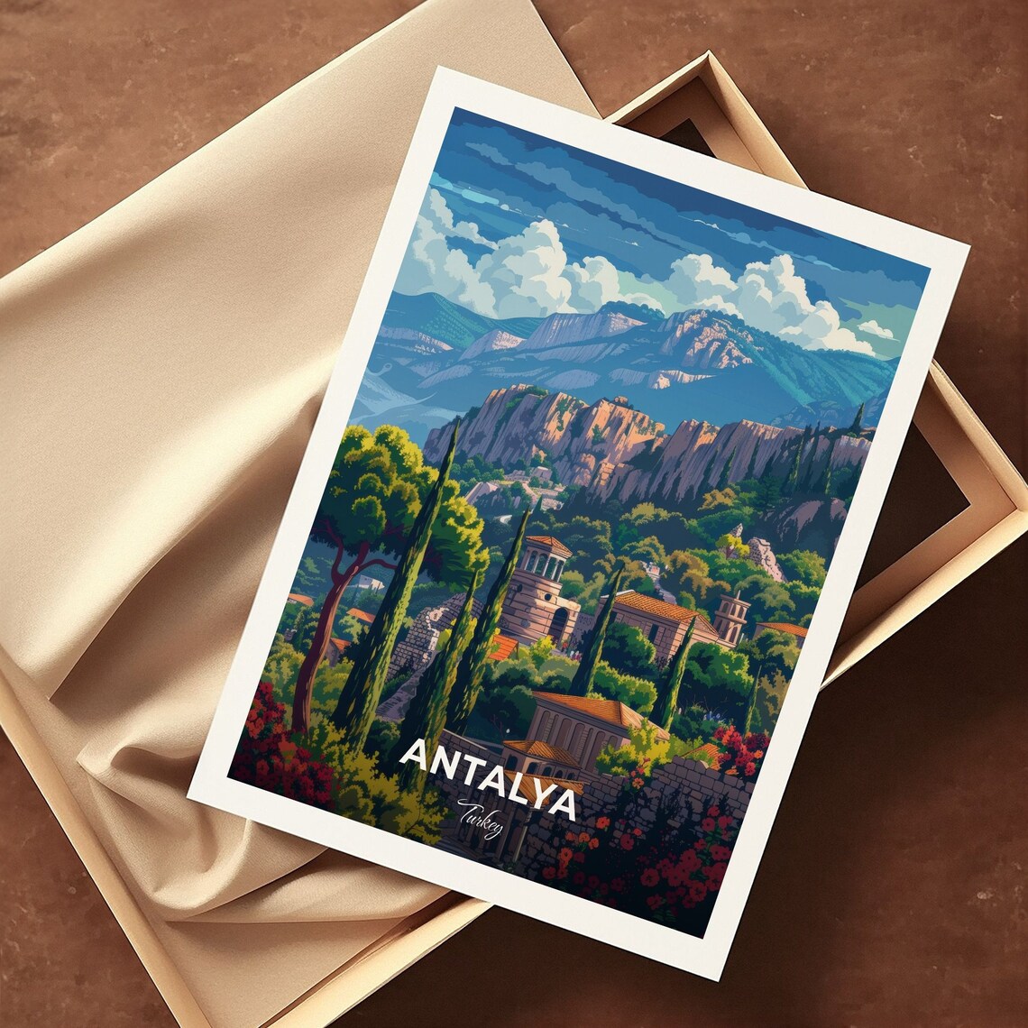 Antalya Ancient Ruins Nestled In Green Mountains Turkey Travel Poster - Image 3