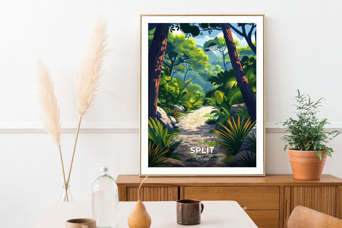 Split Croatia Forest Park Cobblestone Woodland Path Travel Poster - Image 2