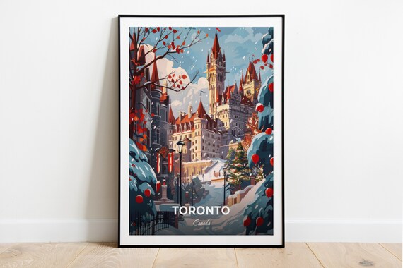 Toronto Canada Casa Loma Castle In Winter Snow Holiday Scene Poster