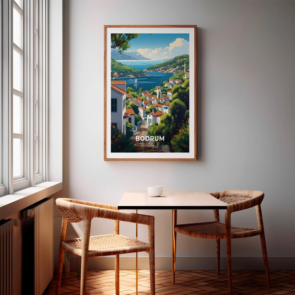 Bodrum Turkey Torba Whitewashed Village Bright Bay View Poster - Image 2