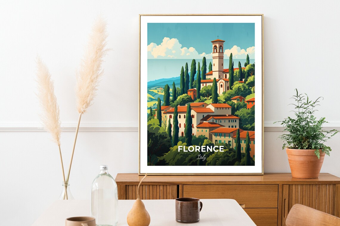 Florence San Miniato al Monte Hilltop Church Travel Scene Poster - Image 2