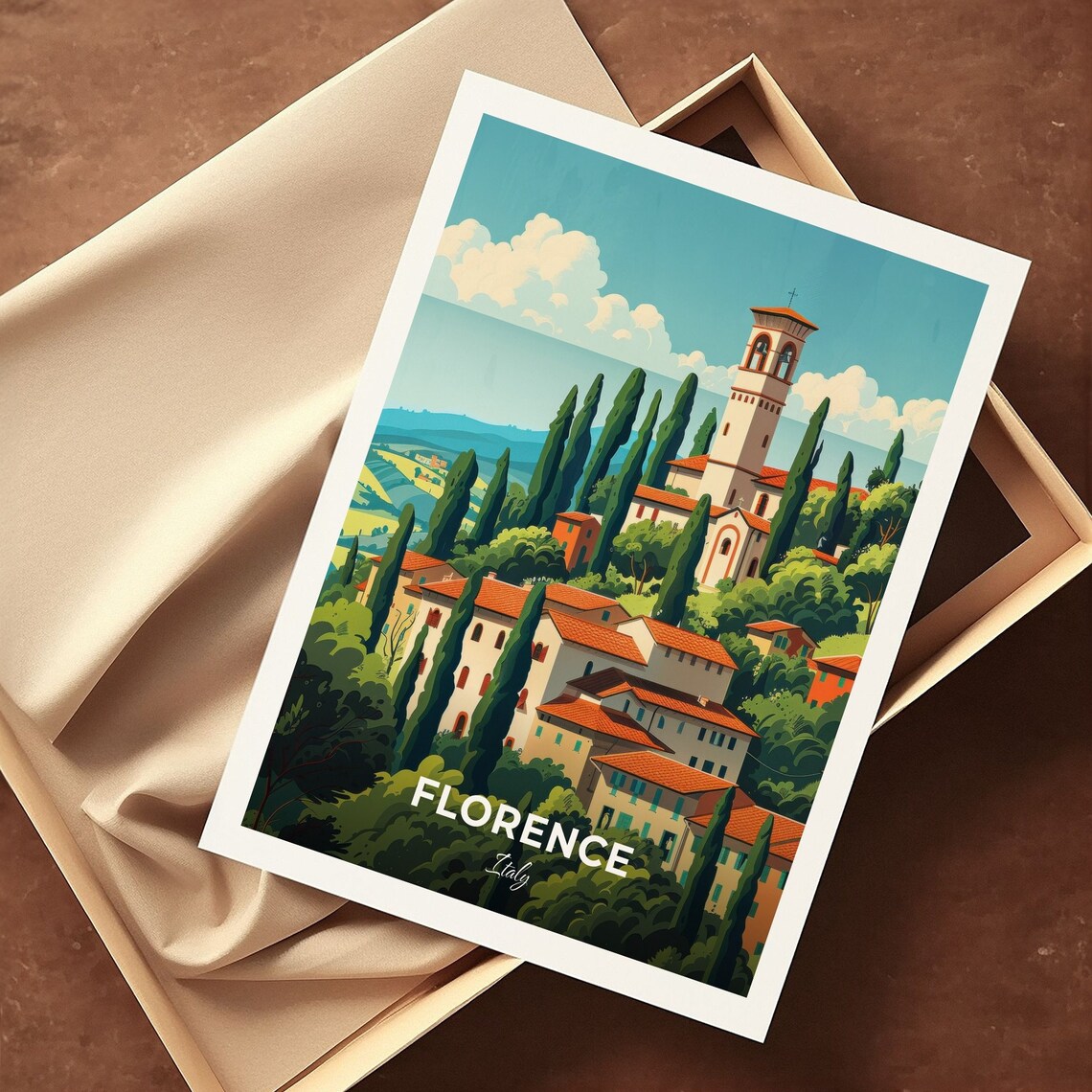 Florence San Miniato al Monte Hilltop Church Travel Scene Poster - Image 3