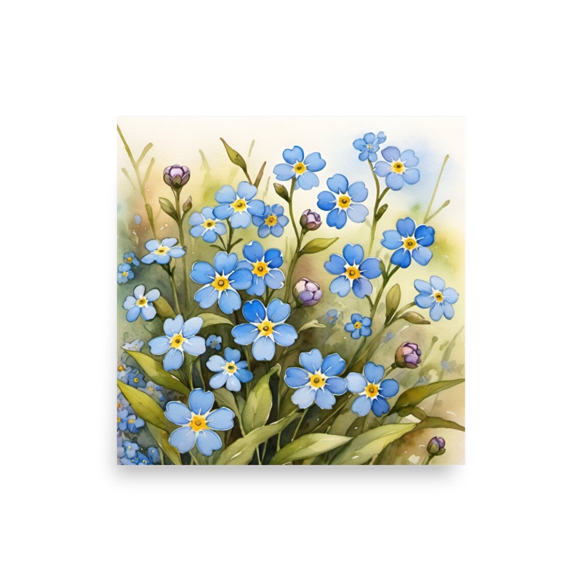 Forget Me Nots Watercolor Botanical Art Print - Image 2