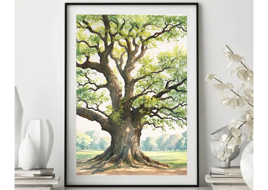 Oak Tree Watercolor Art Print, Louisiana Oak Park - Image 4