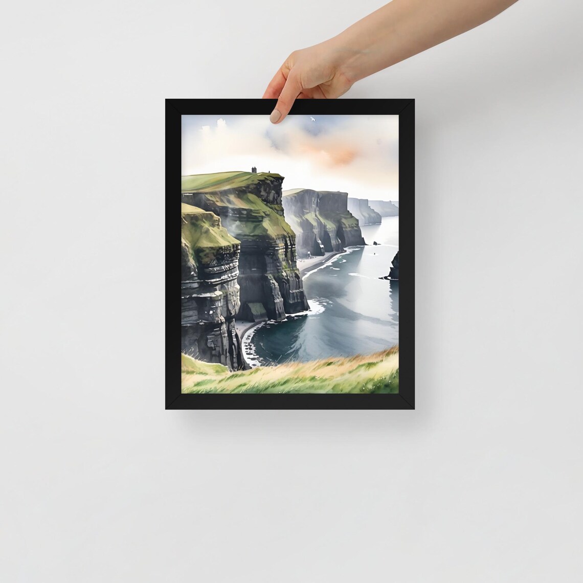 Cliffs of Moher Ireland Watercolor Atlantic Coastal Landscape Poster