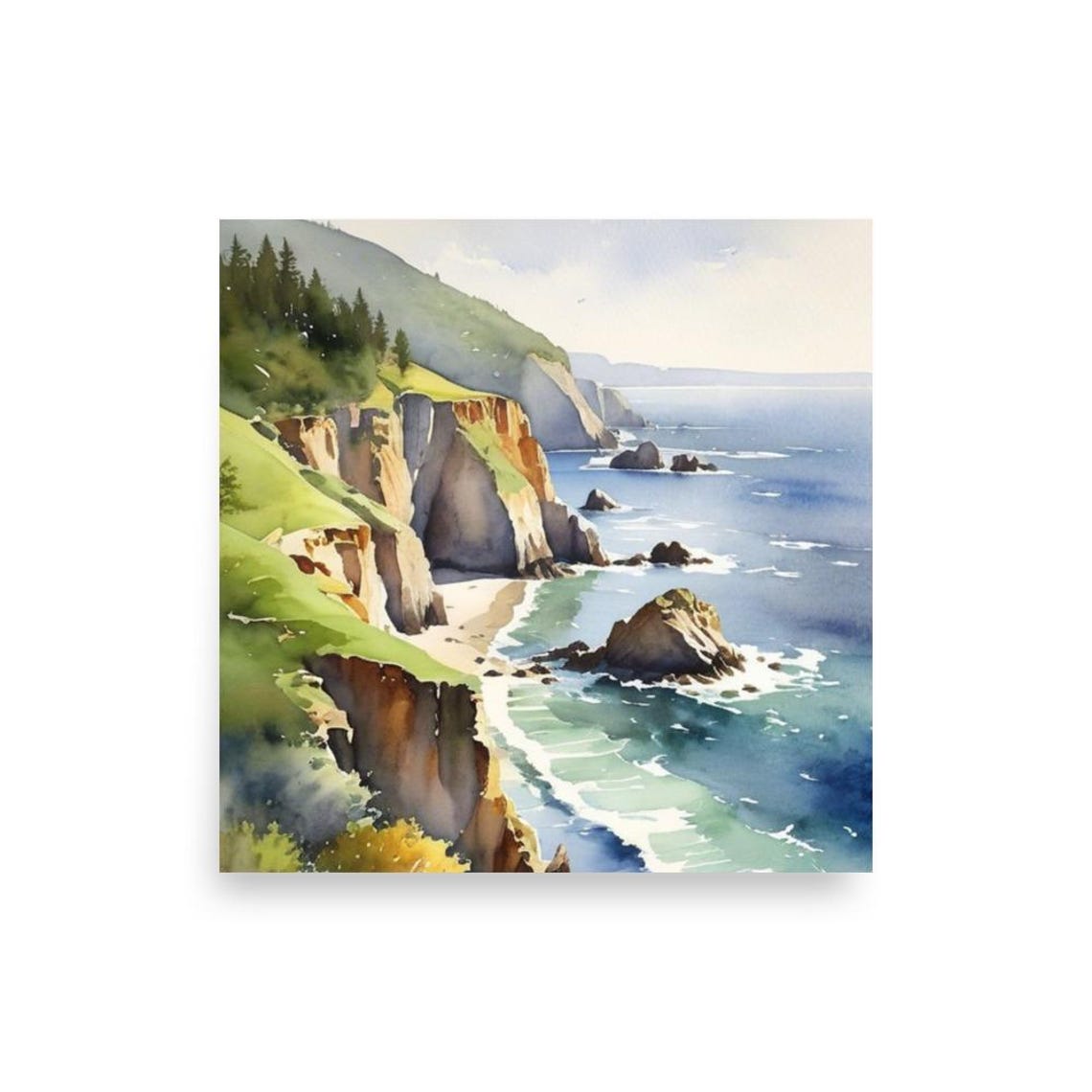 Big Sur Painting California Coast Watercolor Art Print Travel Wall Print Seascape Art California Coastline Artwork Big Sur Art Poster - Image 2