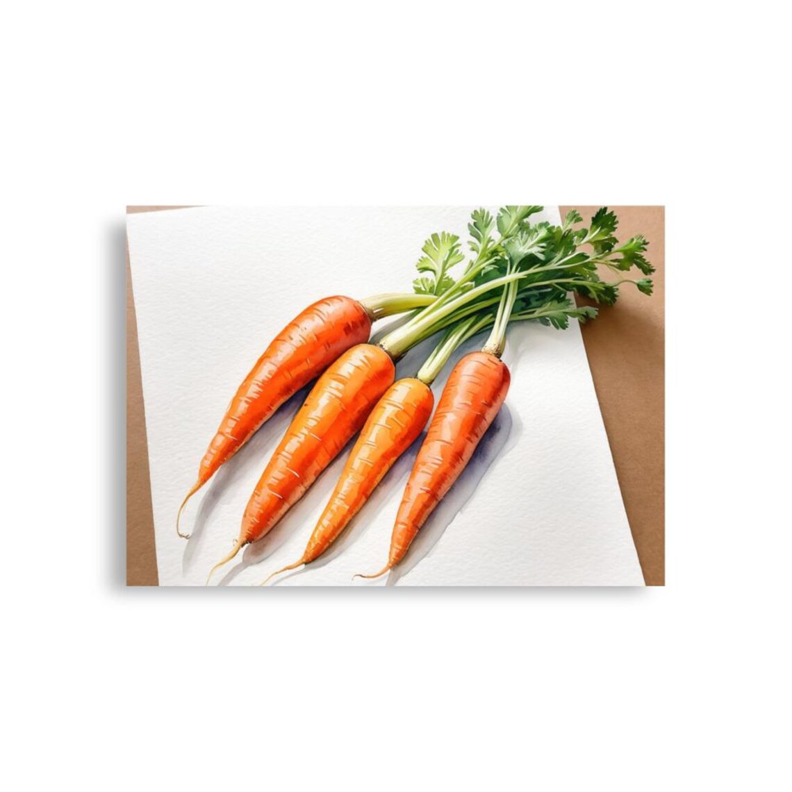 Four Fresh Carrots With Green Tops Watercolor Kitchen Poster - Image 3