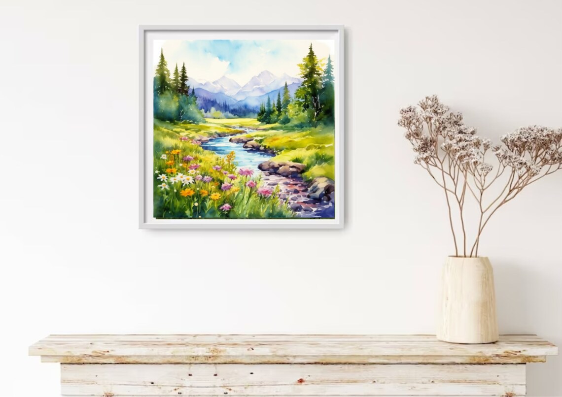 Rocky Mountains Colorado Spring Landscape Art Print - Image 3
