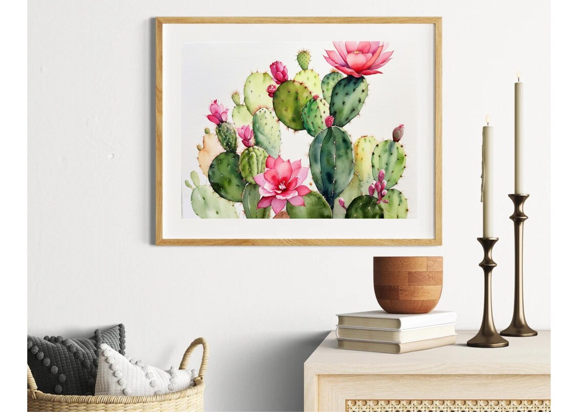 Blooming Cactus Watercolor Floral Wall Art Print - Image 6
