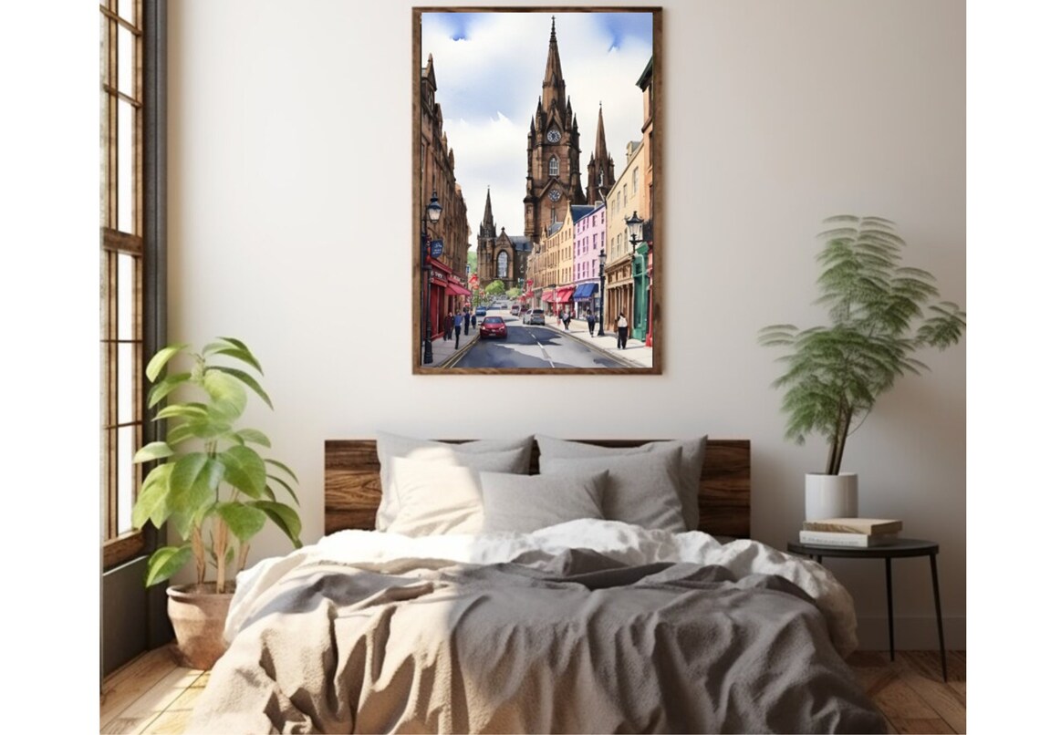 Edinburgh Watercolor Travel Poster, Scottish Cityscape - Image 4
