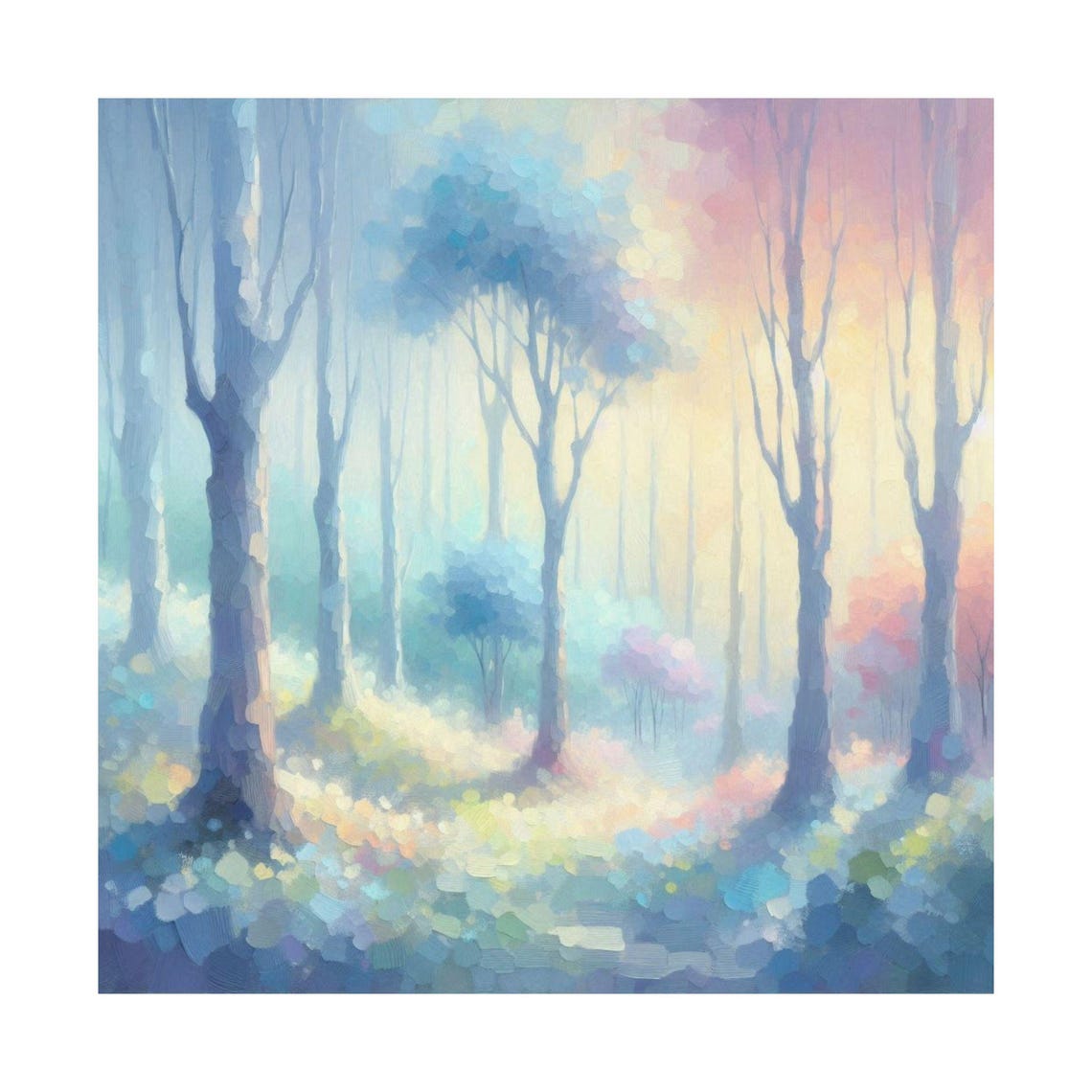 Pastel Misty Forest Path in Dreamy Lavender Morning Light Poster - Image 6