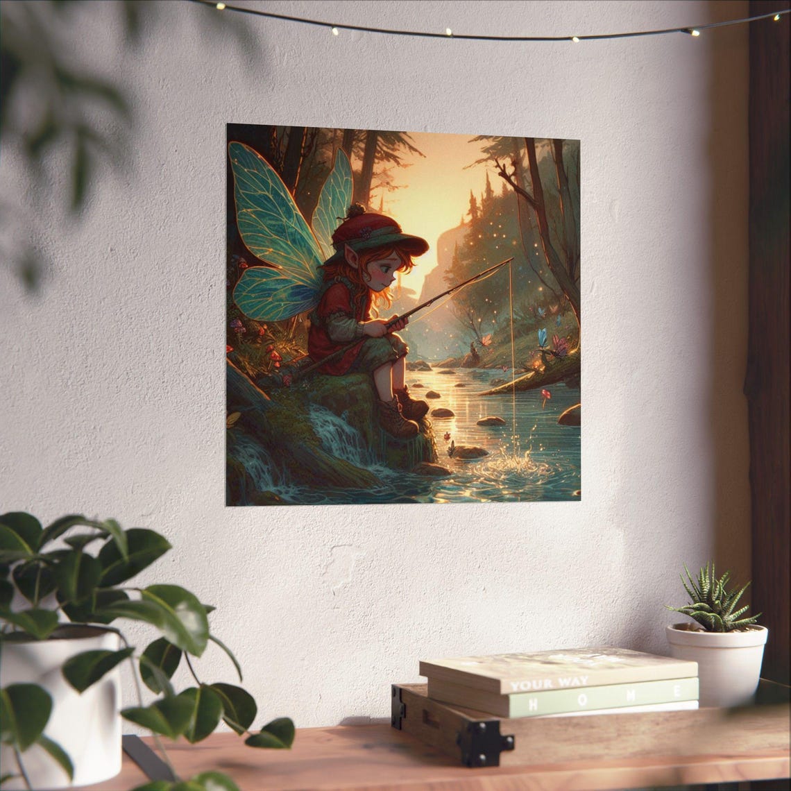 Whimsical Fairy Fishing Poster Enchanted Forest Decor Magical Wall Art Gift For Nature Lovers Childrens Room Decoration - Image 4