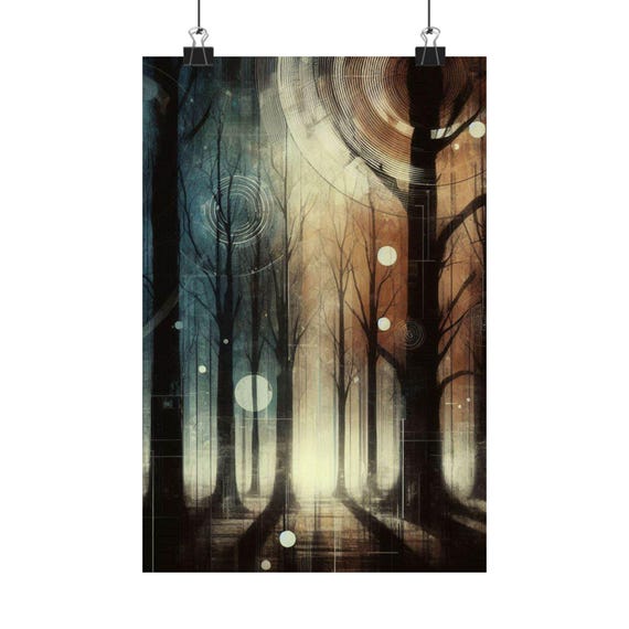 Forest Abstract Art Print Matte Vertical Poster For Home Decor Modern Wall Art Nature Lover Gift Unique Decor Idea
