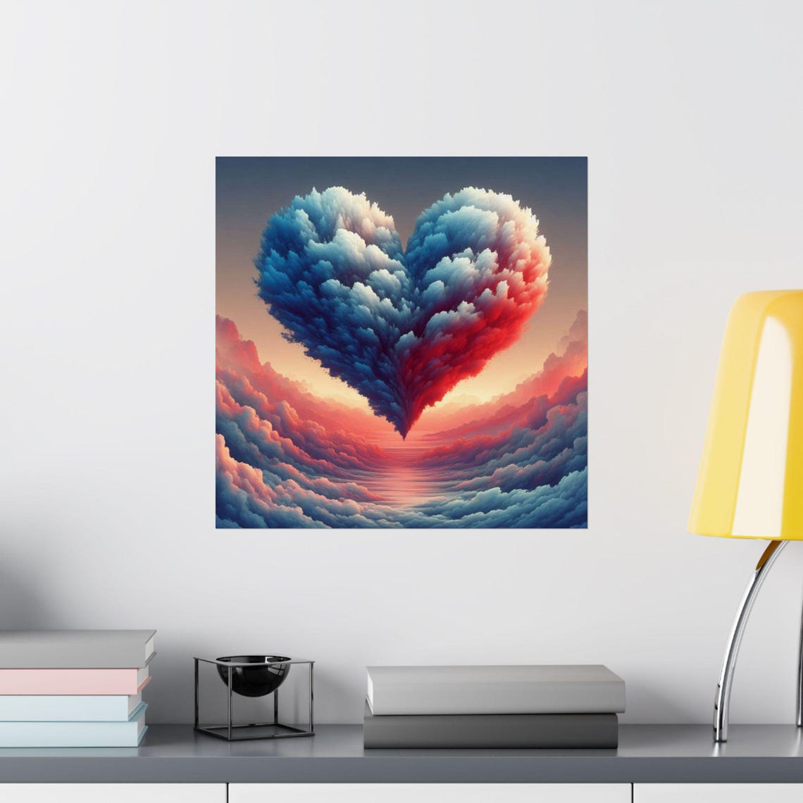 Giant Heart Shaped Cloud Rising Over a Pink Sunset Sky Poster - Image 2