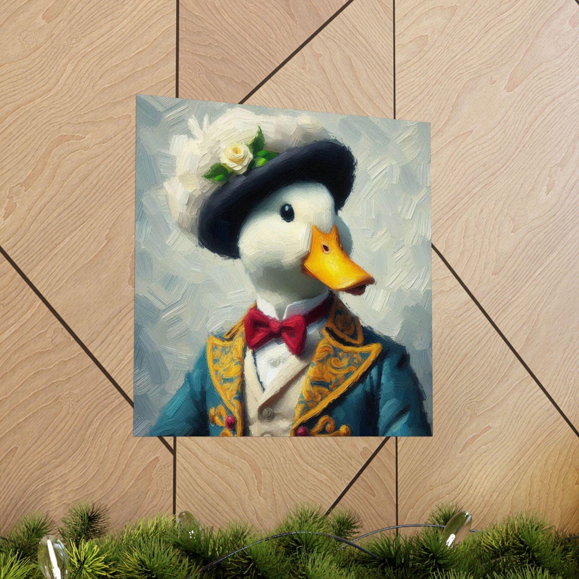 Dapper Duck Gentleman in Hat and Bow Tie Funny Animal Art Poster - Image 5