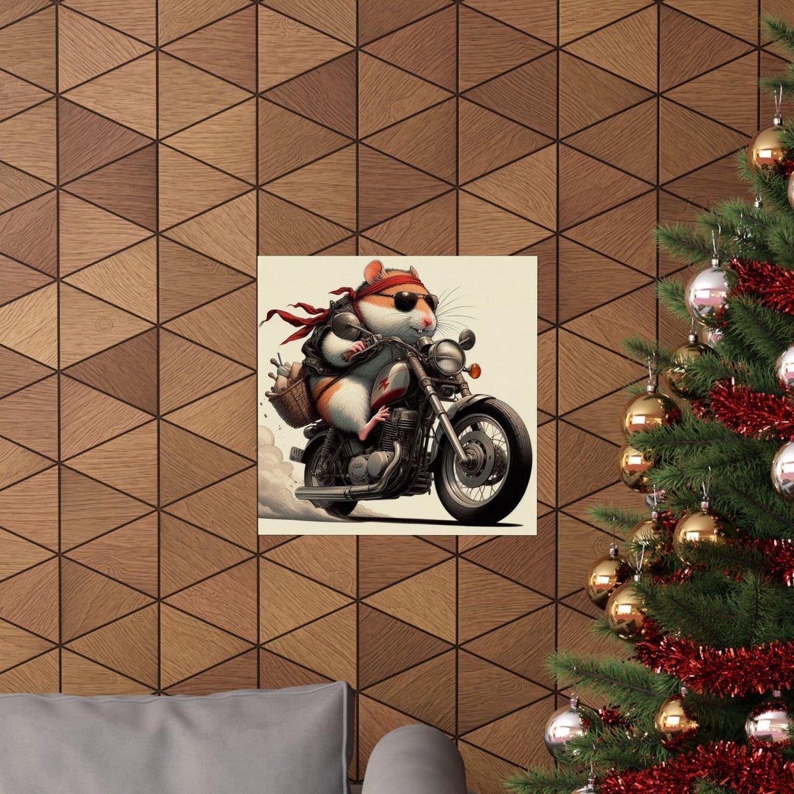 Cool Hamster Biker with Sunglasses Riding a Motorcycle Poster - Image 5