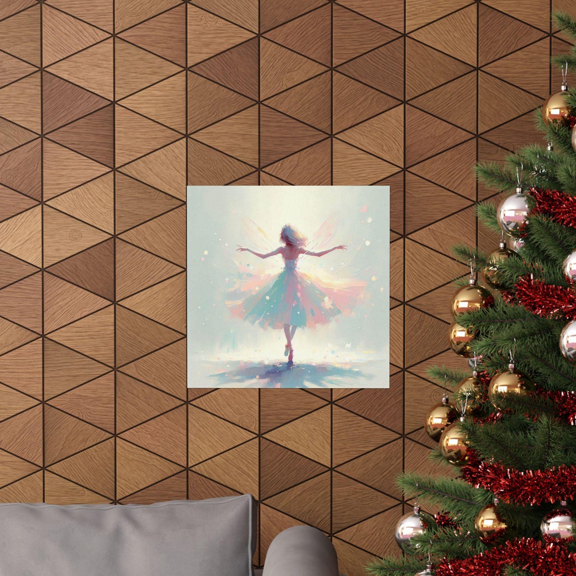 Ballerina Fairy Dancing in Soft Pastel Light with Petals Poster - Image 5