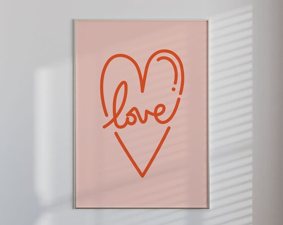 Minimalist Love Heart Line Art Poster