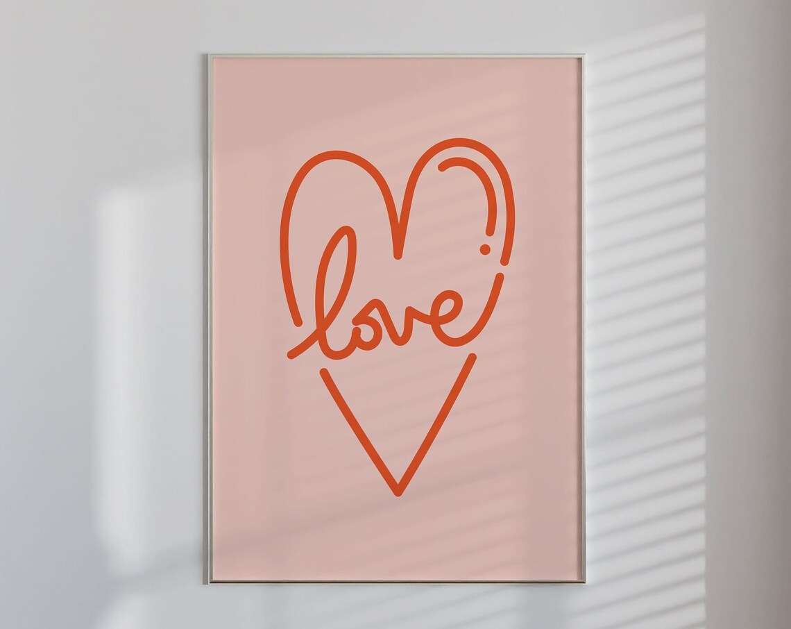 Minimalist Love Heart Line Art Poster