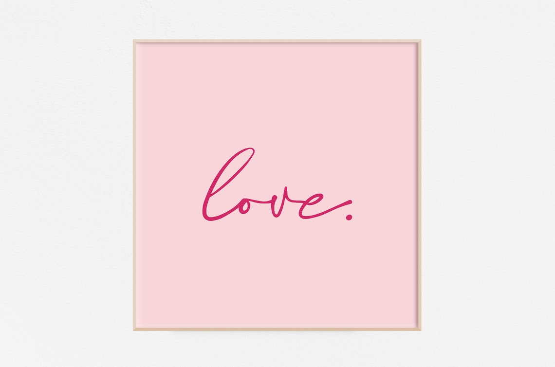 Love Script Typography Magenta Pink Romantic Minimalist Poster